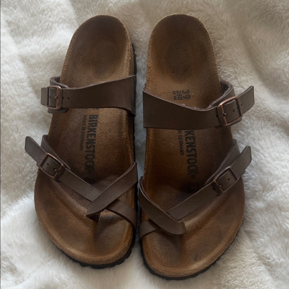 Birkenstock Mayari Dark Brown Cross-Strap Sandals size 8.5 39